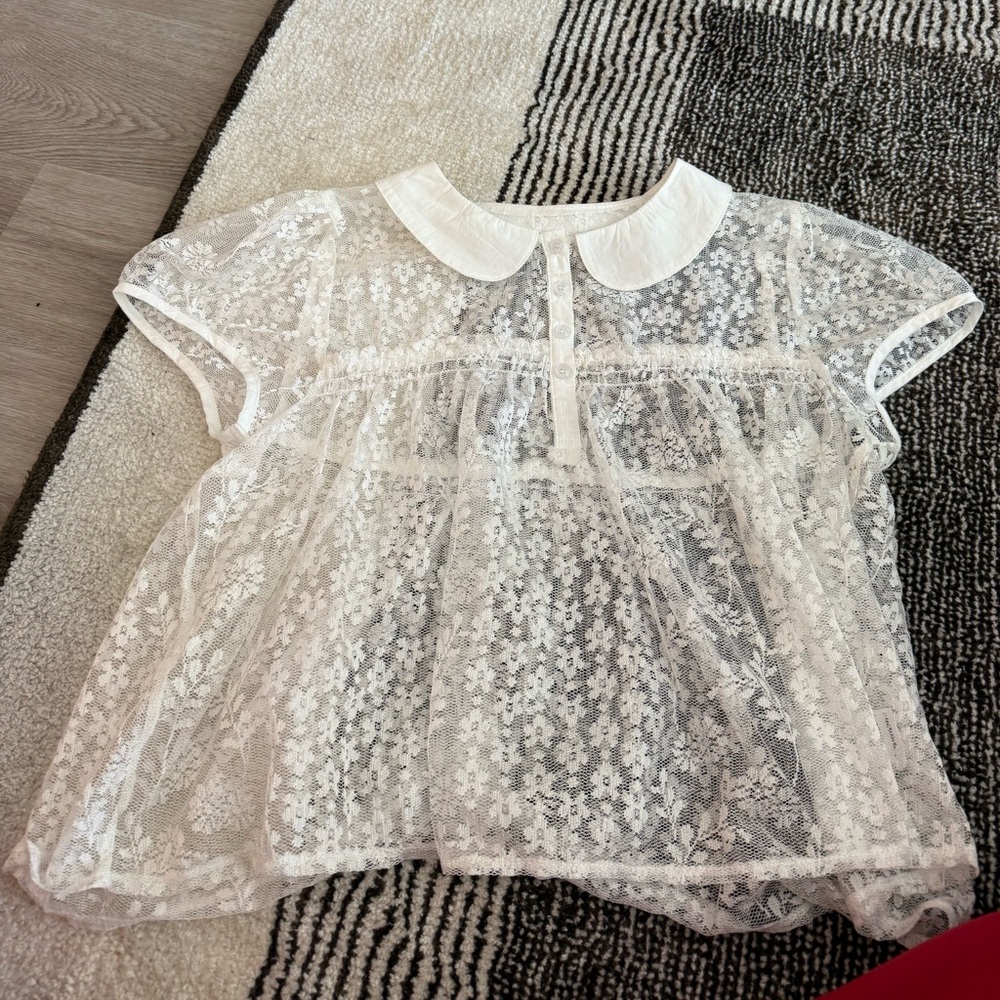 Floral Sheer White Blouse
